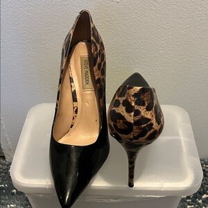 Steve Madden Black and Leopard Print Heels